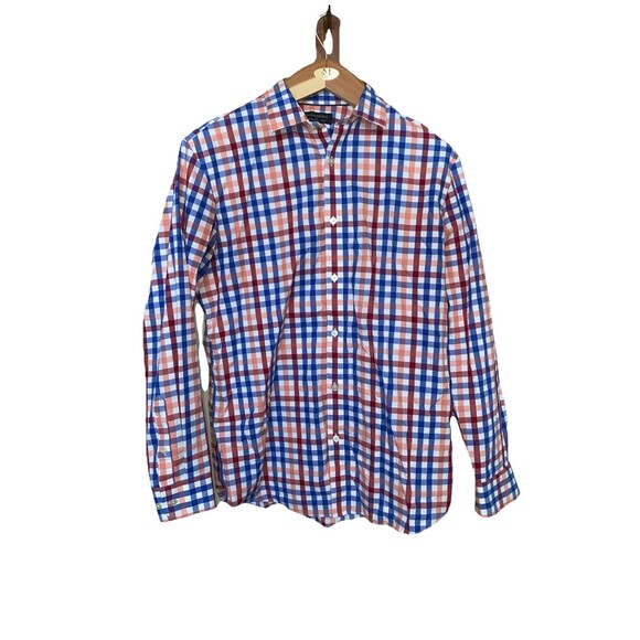 Banana Republic Mens Large Long Sleeve Non-Iron Standard Fit Dress Shirt Checker - Picture 2 of 5